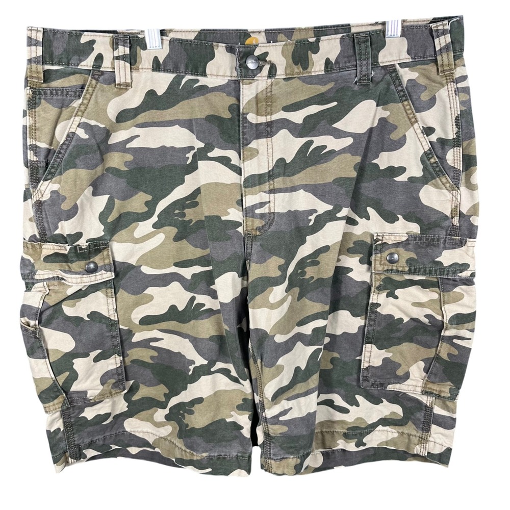 Carhartt Cargo Shorts Mens 40 Green Camo Relaxed Fit Cotton Utility 100279 294